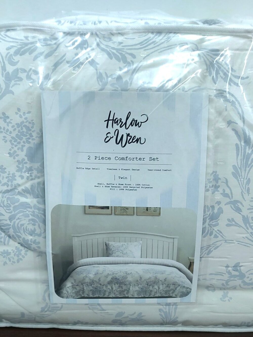 LPN - Harlow & Wren Twin Ruffle Comforter Set - Blue Floral